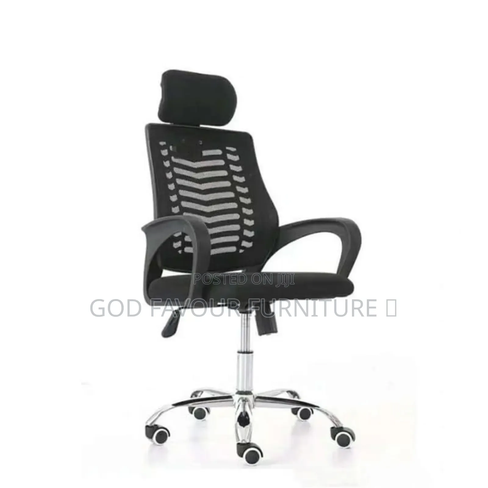 Swivel Headrest Black Office Chair Kpu6