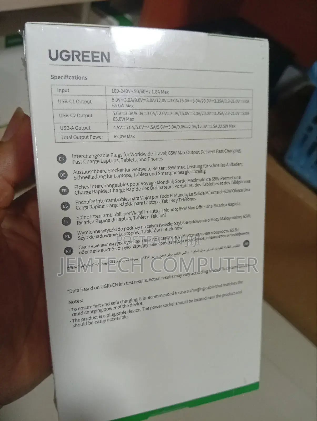 Ugreen 65w 3-Port Fast Charger With Interchangeable Plugs