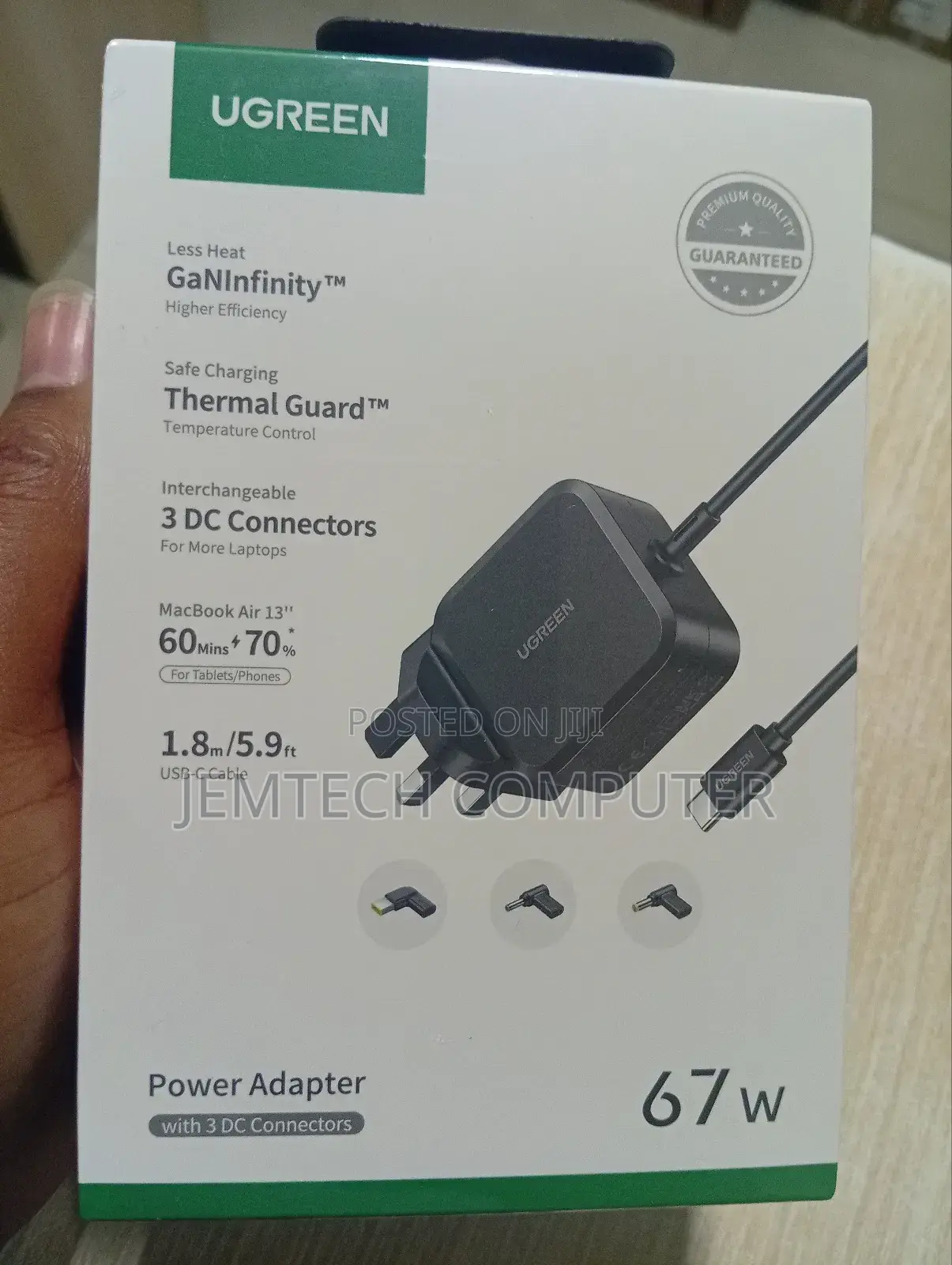 Ugreen Usb-C 67w Pd Gan Tech Power Adapter+3 Dc Connectors