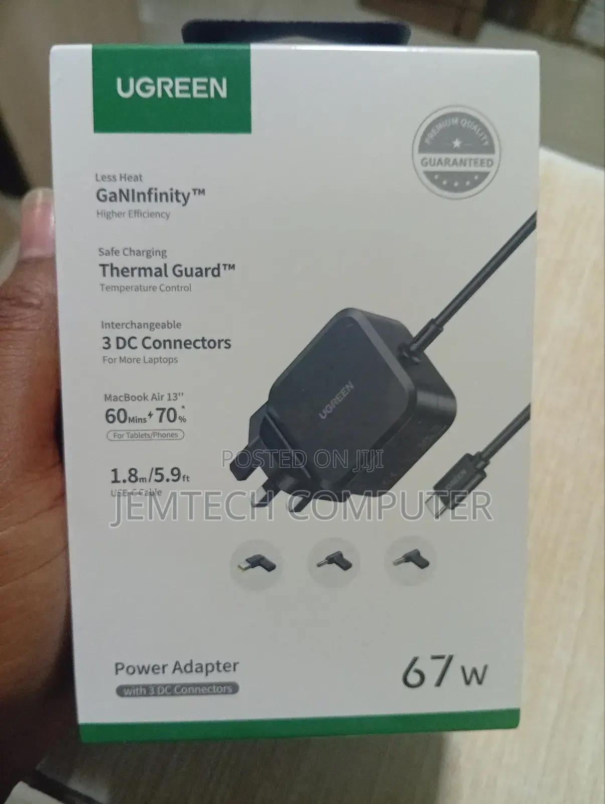Ugreen Usb-C 67w Pd Gan Tech Power Adapter+3 Dc Connectors
