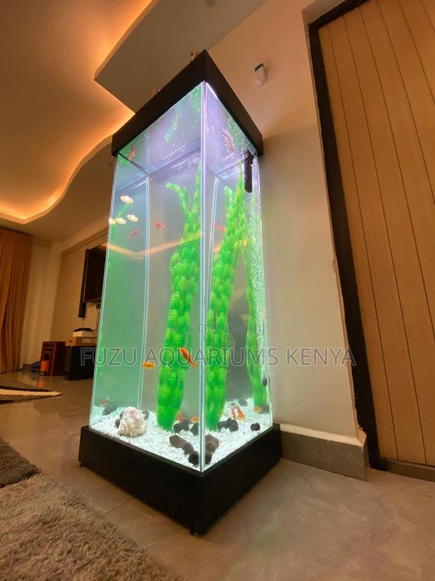 Tall Aquarium With Color-Changing Led Lights - main view
