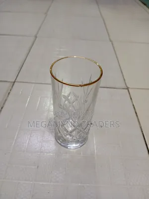 Gold Rim Whiskey Glasses 6pc /Crystal Water Juice Glass