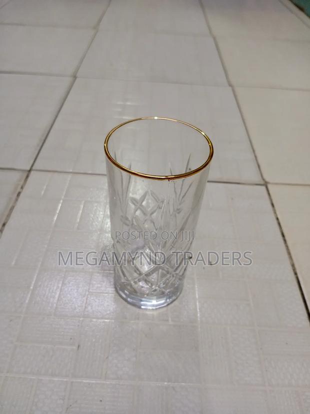 Gold Rim Whiskey Glasses 6pc /Crystal Water Juice Glass - thumbnail 2