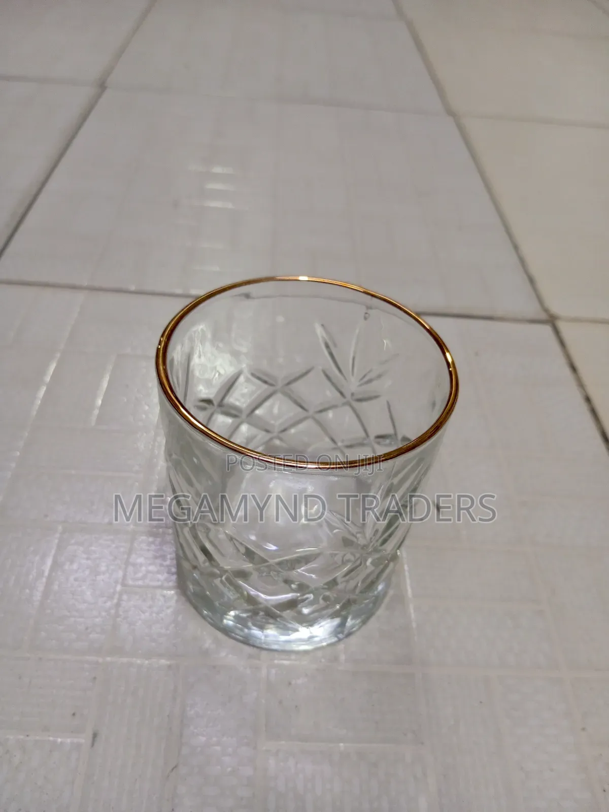 Gold Rim Whiskey Glasses 6pc /Crystal Water Juice Glass