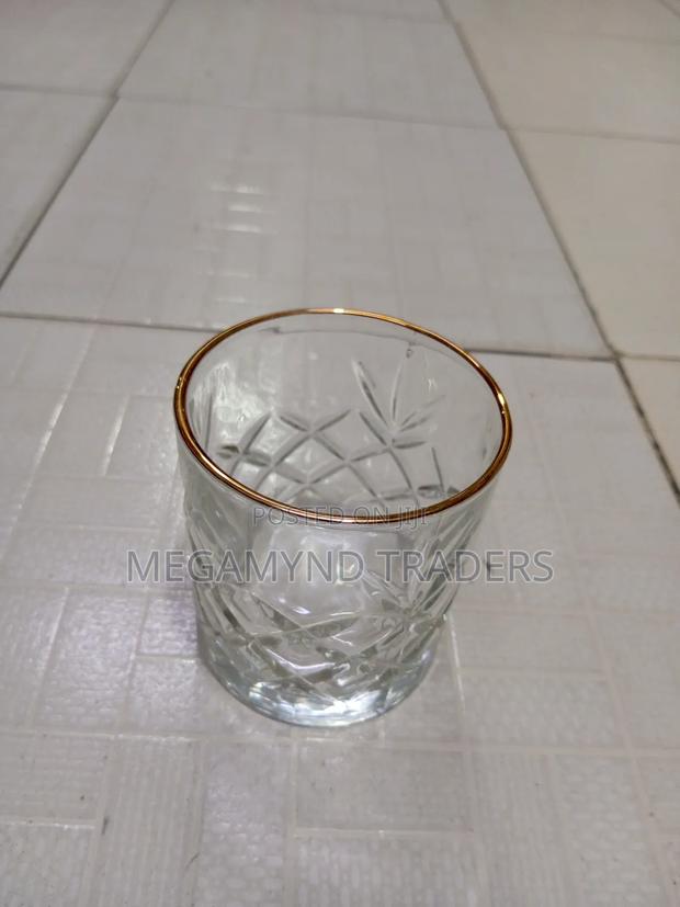 Gold Rim Whiskey Glasses 6pc /Crystal Water Juice Glass