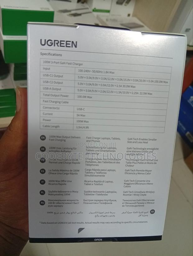 Ugreen Nexode Pro 100w 3-Port Fast Charger+1.5m 100w Cable - thumbnail 2