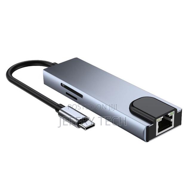 6 in 1 Type-C to Hdmi + Rj45 + Sd / Tf + Pd + Usb Hub