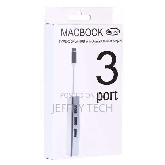 Usb Hub 3 Usb3.0 Ports Hub + Usb-C / Type-C Gigabit Ethernet