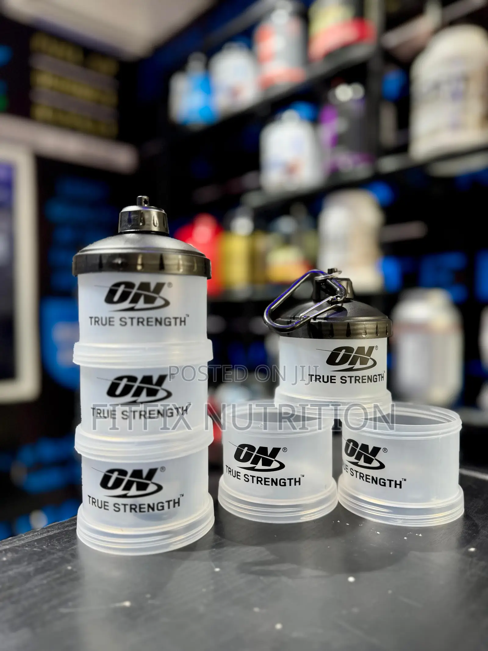 Protein Powder Stackable to Go Containers With Funnel and Keychain