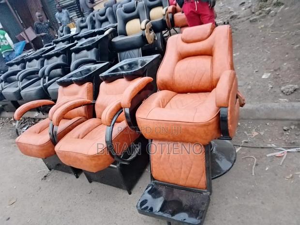 Brown Leather Barber Chairs - main view