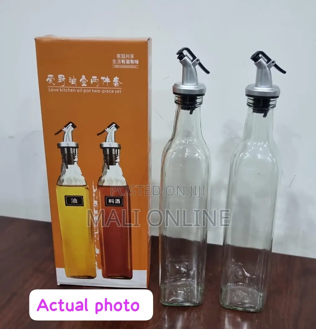 2-pcs 580ml Oil & Vinegar Dispenser Bottles Leak-proof Glass