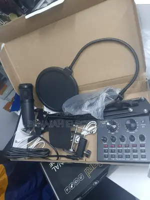 Condenser Microphone Complete With Stand, Sound Card