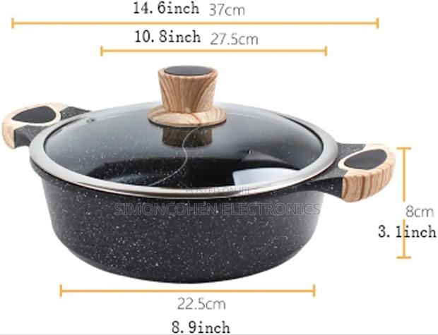 28cm Honey Wok Granite Partitioned Cooking Pot Casserole - thumbnail 2