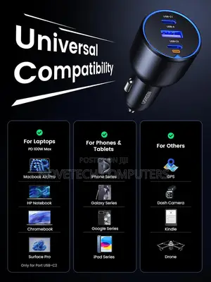 Ugreen Car Charger 130w Usb C Car Charger 3-Port
