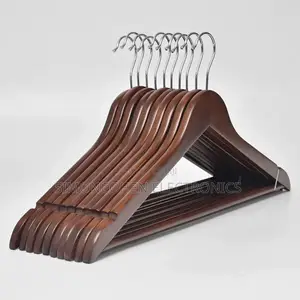 10pcs Glossy Finish Non Slip Wooden Hangers