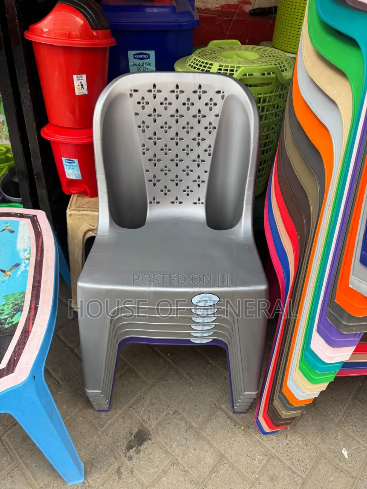 Gray Armless Skyplast Plastic Chair . Heavy-Duty Chair