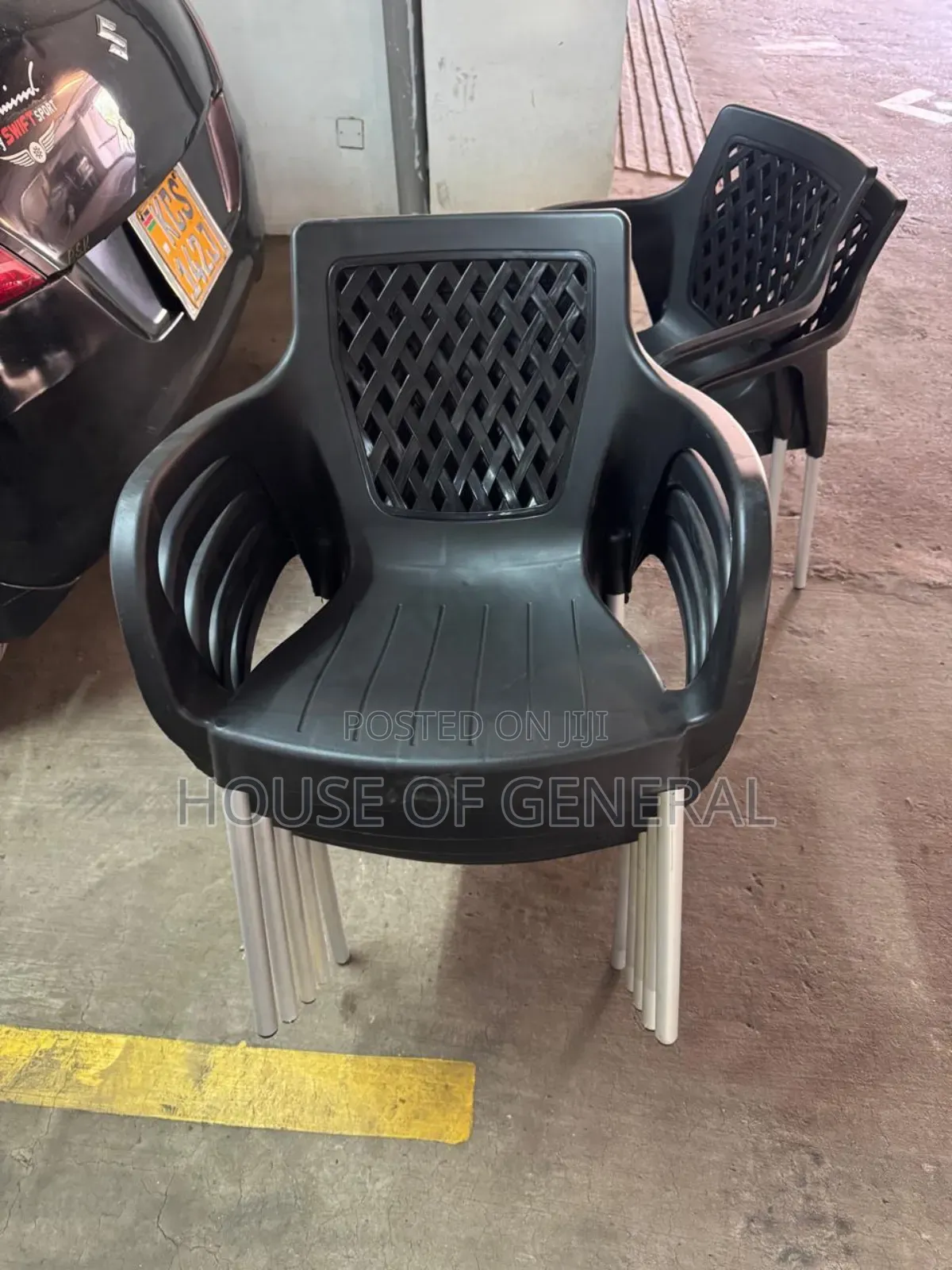 Black Armed Chairs With Metal Legs.Strong and Durable Chair