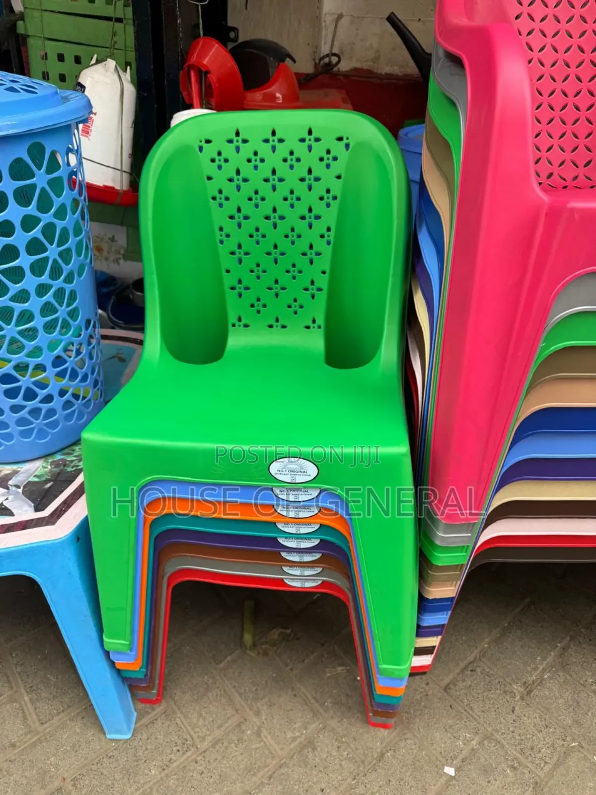 Green Armless Skyplast Chairs.Heavy Duty Plastic Chair