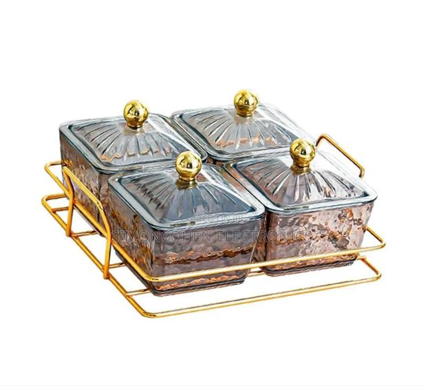 4in1 4pc Heavy Glass Golden Sugar Dish Set