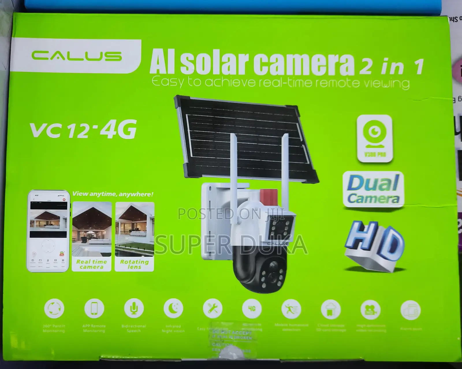 Solar Camera.Calus Vc 12 - 4g Sim Dual Cctv.2 Way Voice Ip