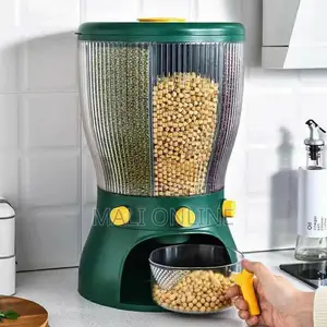 4-in-1 Round Glass Cereal & Grain Dispenser Dry Food Storage