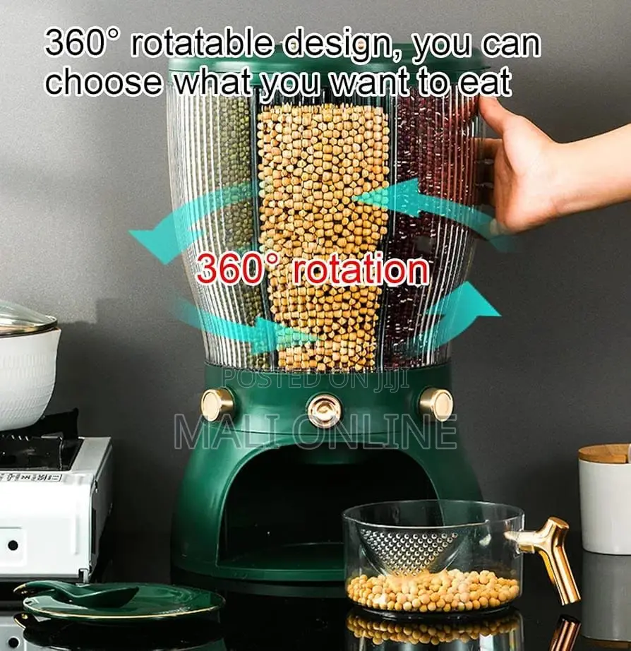 4-in-1 Round Glass Cereal & Grain Dispenser Dry Food Storage