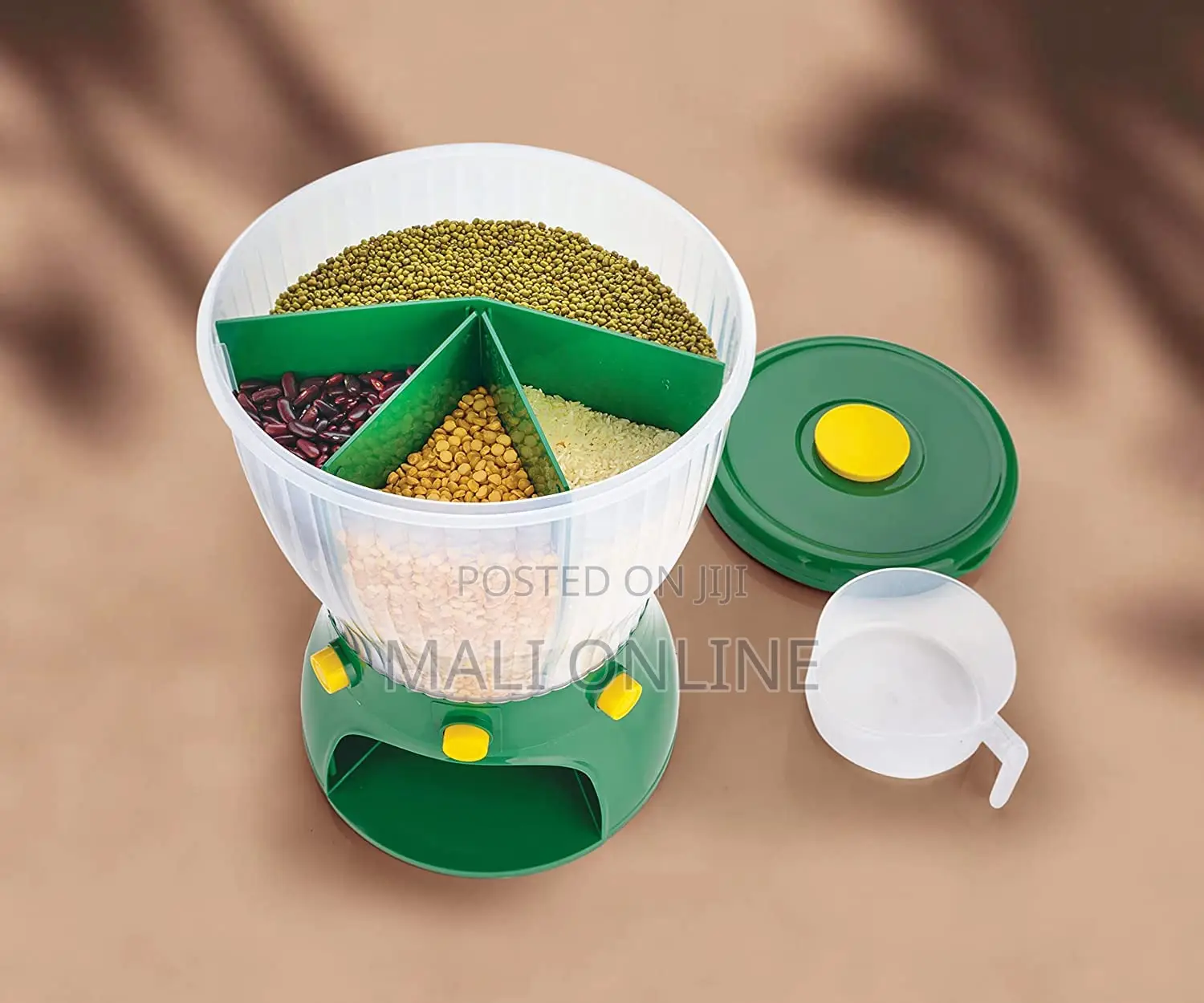 4-in-1 Round Glass Cereal & Grain Dispenser Dry Food Storage