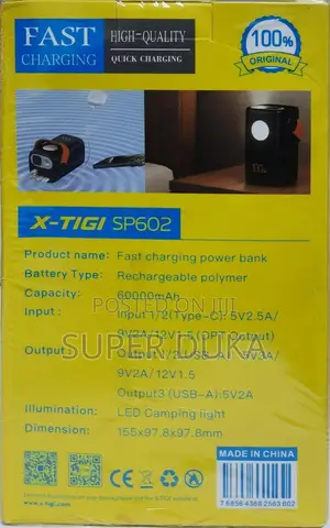 Power Bank.60000 Mah 22.5w Super Fast Charge Xtigi Sp602