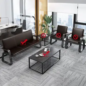 Sofas: 5-Seater Full Black Ergonomic Sofa Set-Steel Base