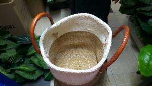 Sizeable Basket With Leathered Handles - thumbnail 2