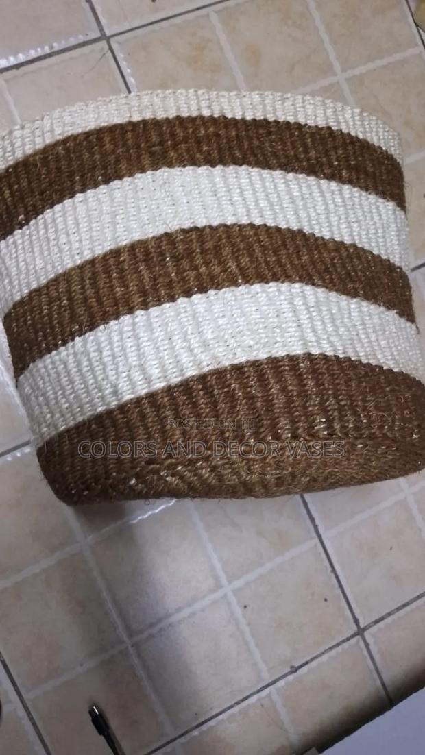 Lined Brown and White Baskets - main view