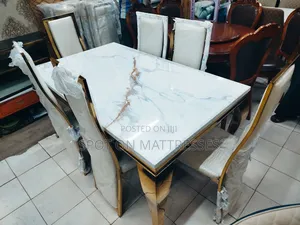 Marble Top Dining Set With Gold Coating + Free Delivery.