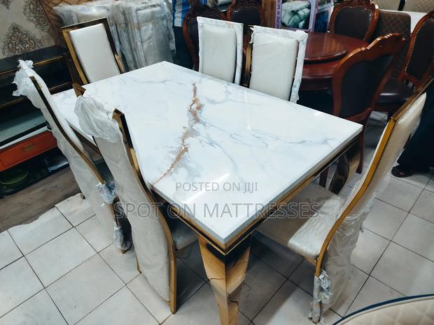 Marble Top Dining Set With Gold Coating + Free Delivery.