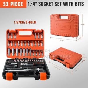 53 Pieces Socket Wrench Set Drive Socket Set With 1/4 Inch - thumbnail 2
