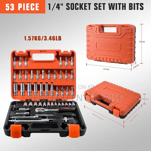 53 Pieces Socket Wrench Set Drive Socket Set With 1/4 Inch - main view