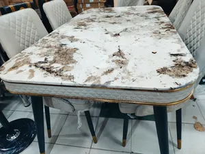 Marble Top Dining Table + 6 Leather Seats + Free Delivery