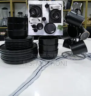 Elegant 24pcs Black Ceramic Dinner Set