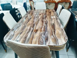 Dining Table With Marble Top + 6 Leather Seats + Delivery.