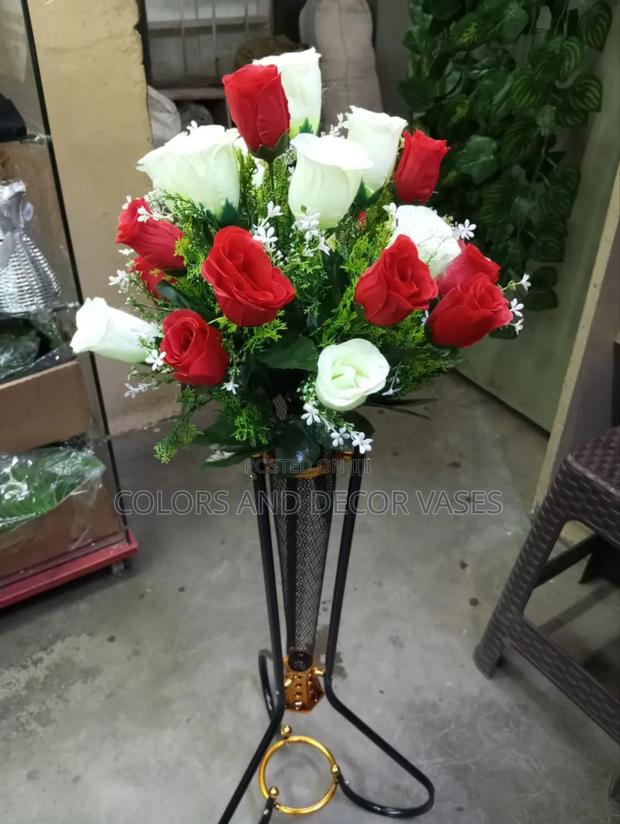 Red and White Flowers in Vase