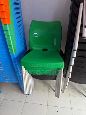 Safaricom Green Plastic Chair With Metal Legs.Strong Chair