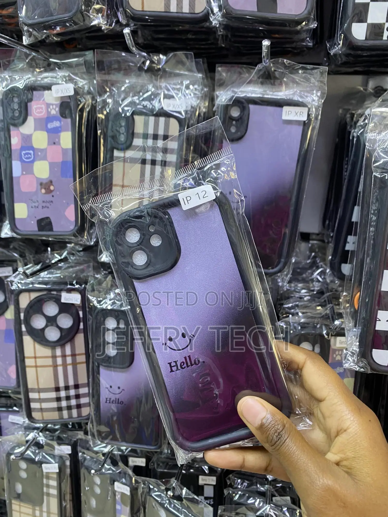 Aydoyim Plaid Tartan Damier Cute Hello Case for iPhone 12