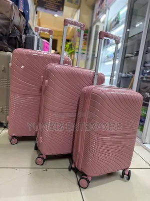 Pink Rubber Suitcase 3 in 1 Set (66cm,60cm,50cm Height 7500
