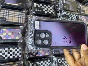 iPhone 13 Pro Purple Cute Hello Smile Tartan Plaid Case - thumbnail 2