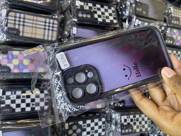 iPhone 13 Pro Purple Cute Hello Smile Tartan Plaid Case - thumbnail 3