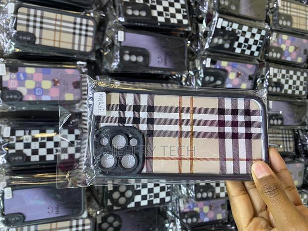 Waswe iPhone 13 Pro Max Brown Black Tartan Plaid Case - main view