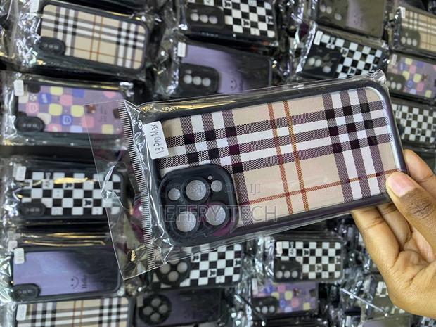 Waswe iPhone 13 Pro Max Brown Black Tartan Plaid Case - thumbnail 2