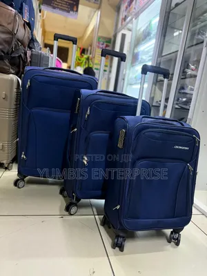 Navy Blue Chongping Fabric Material Quality Suitcases 3 in 1