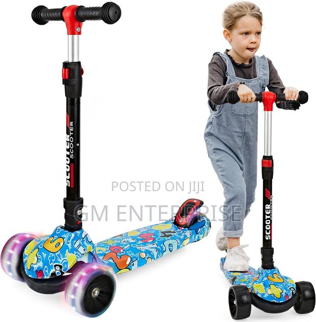 Foldable Height Adjustable Kids Scooter With Graffiti - main view