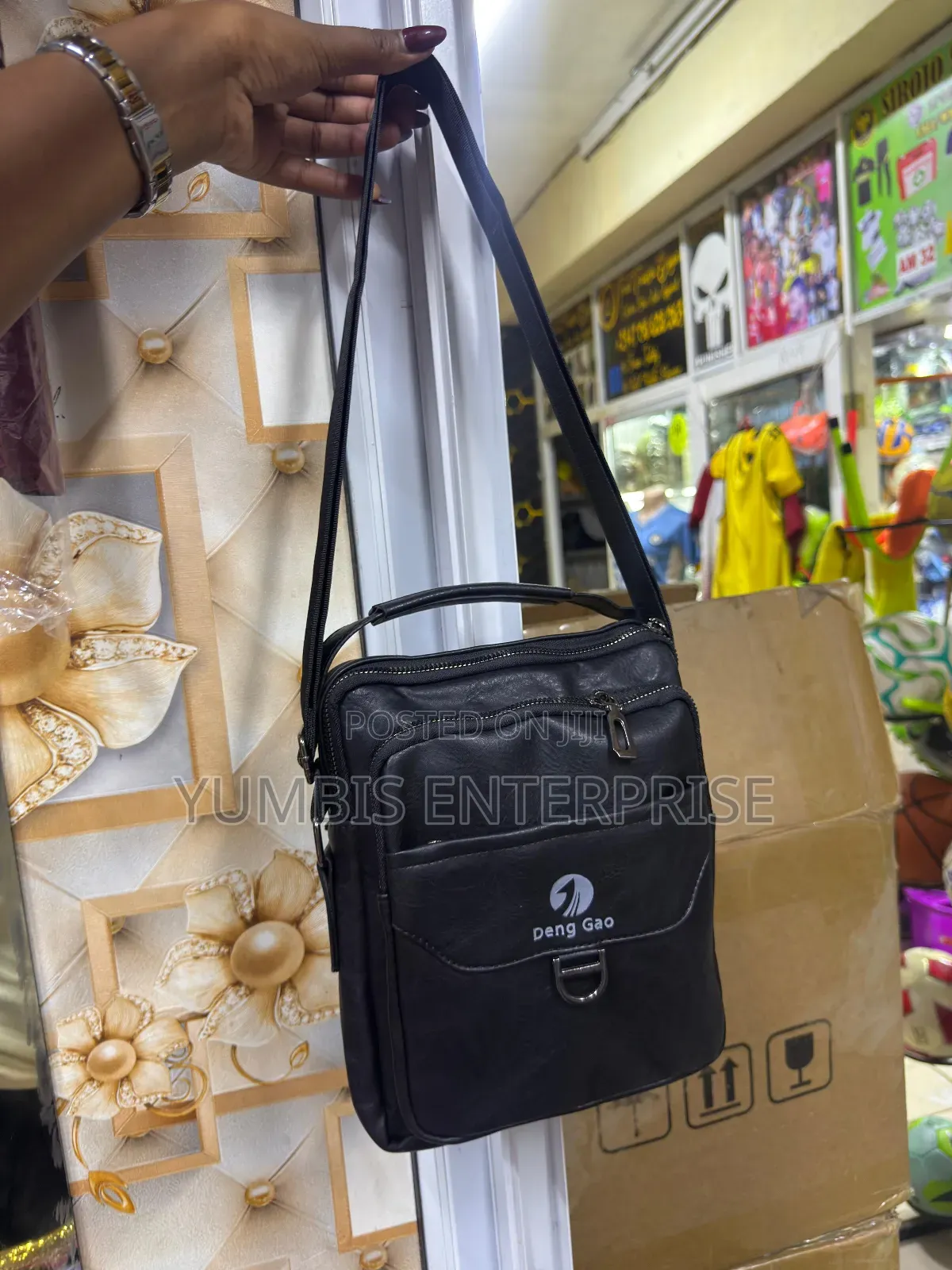 Black Leather Unisex Shoulder Chest Bags