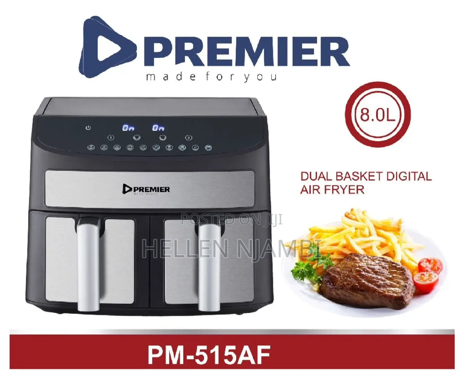 Premier 8ltr Dual Basket Digital Air Fryer